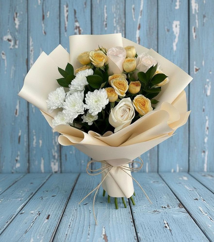 Букет цветов из: Розы и Хризантемы в Пречистое