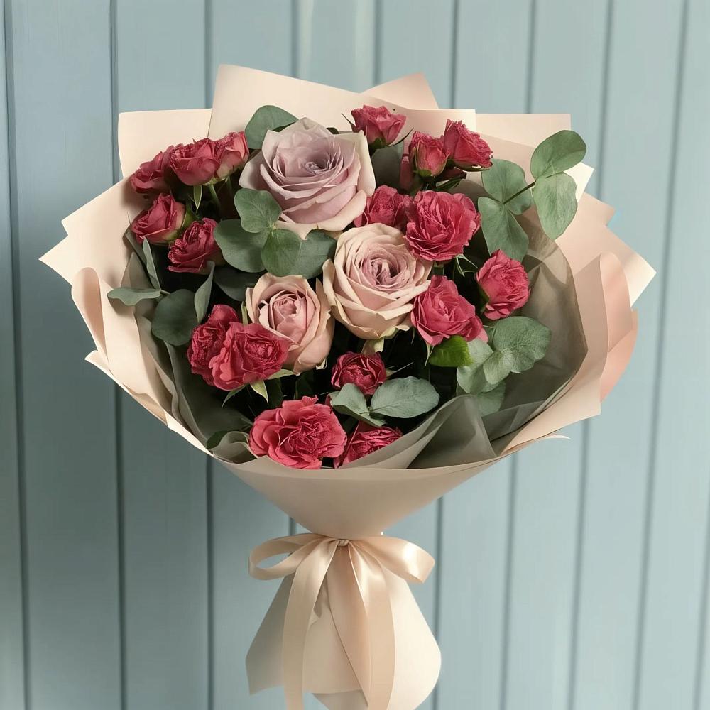 Букет цветов из: Гвоздики и Розы в Пречистое