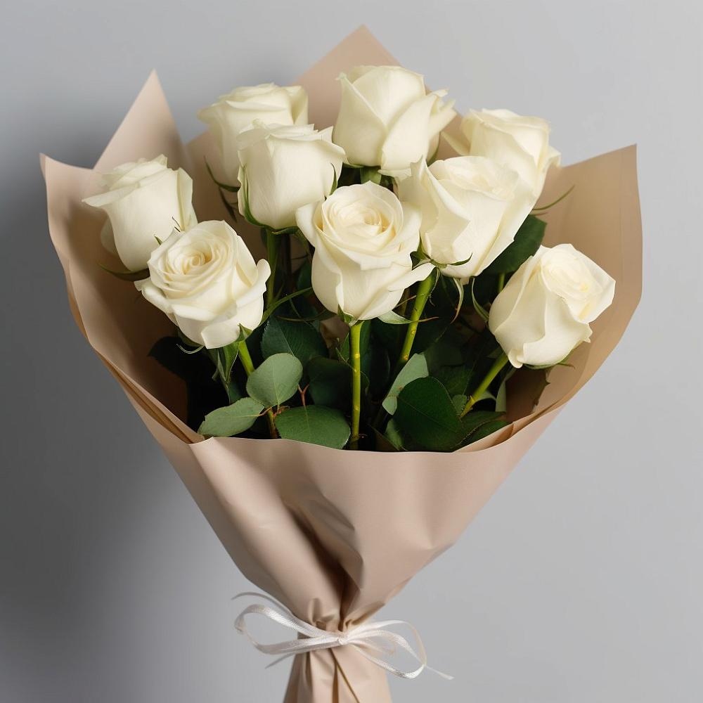 Букет 9 Белых роз Эдлесс Лав в Пречистое