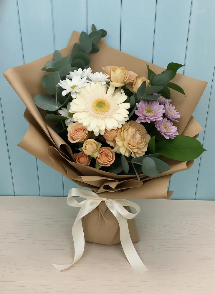Букет цветов из: Герберы и Хризантемы в Пречистое