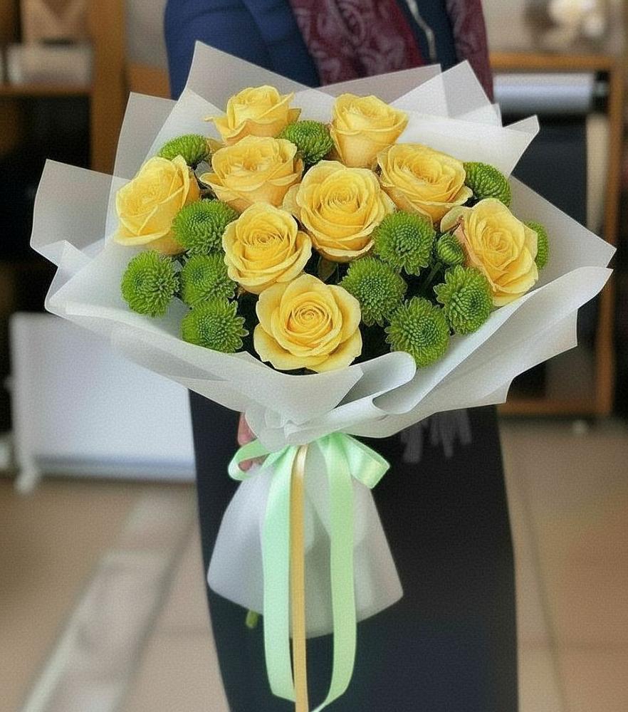 Букет цветов из: Хризантемы и Розы в Пречистое