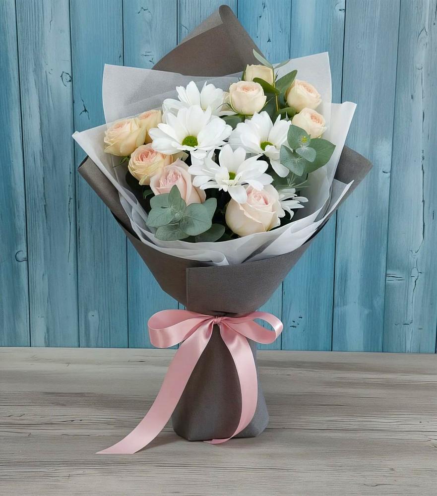 Букет цветов из: Хризантемы и Розы в Пречистое