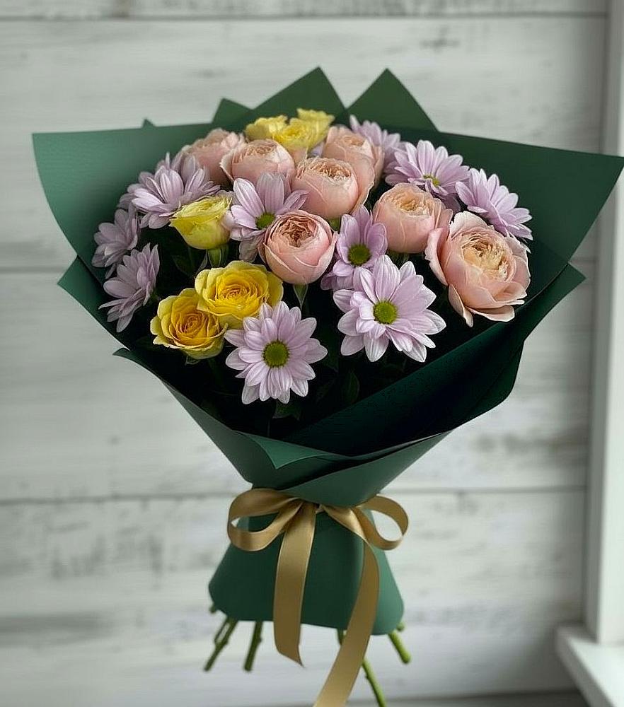 Букет цветов из: Хризантемы и Розы в Пречистое