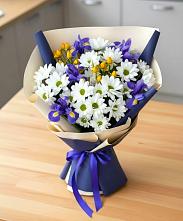 Букет цветов из:  Розы, Ирисы и Хризантемы в Пречистое