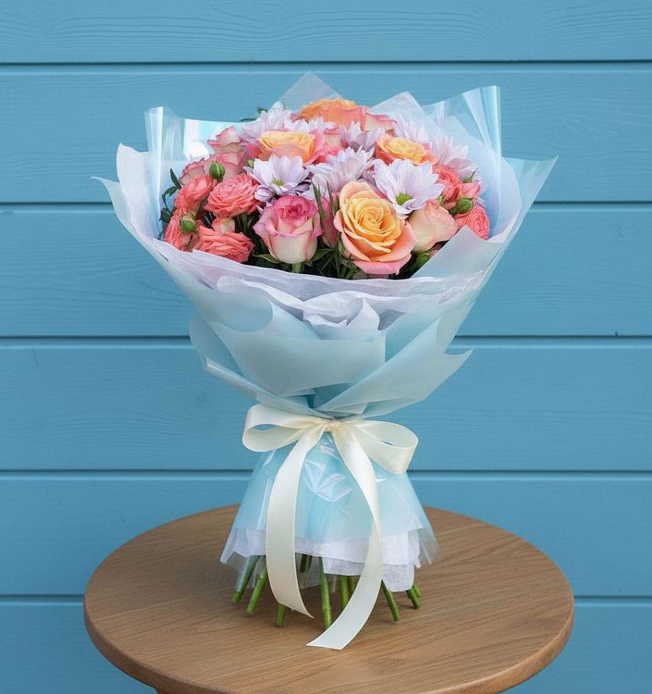 Букет цветов из: Хризантемы и Розы в Пречистое