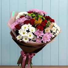 Букет цветов из:  Розы, Хризантемы и Альстромерии в Пречистое
