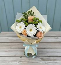 Букет цветов из:  Герберы, Розы и Хризантемы в Пречистое